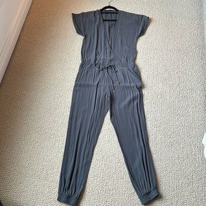 Decker - Gray Gauze Drawstring Jumpsuit
